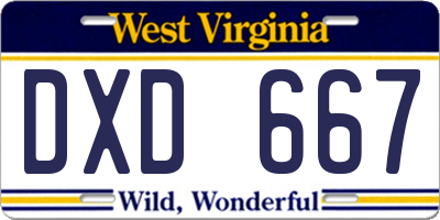 WV license plate DXD667
