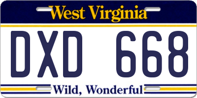 WV license plate DXD668
