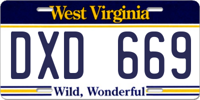 WV license plate DXD669