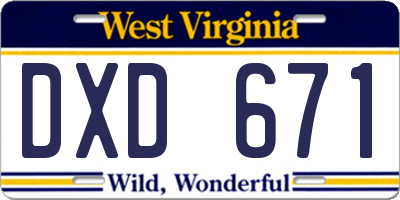 WV license plate DXD671
