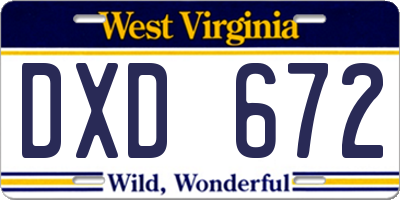 WV license plate DXD672