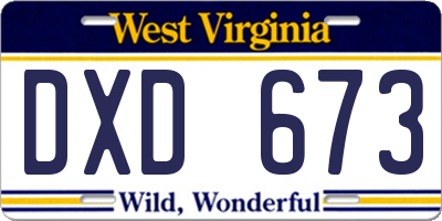 WV license plate DXD673