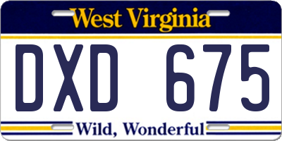 WV license plate DXD675