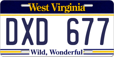 WV license plate DXD677