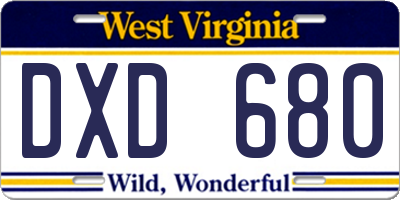WV license plate DXD680