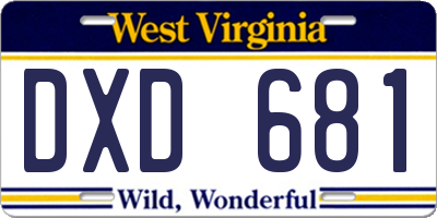 WV license plate DXD681
