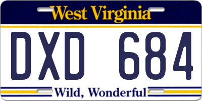 WV license plate DXD684