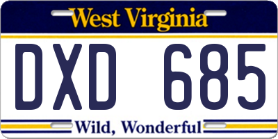 WV license plate DXD685