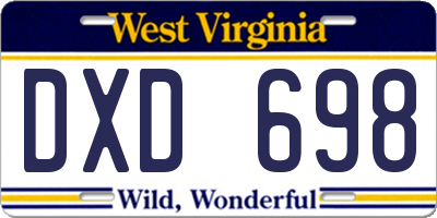 WV license plate DXD698