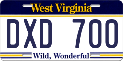 WV license plate DXD700