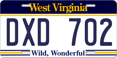 WV license plate DXD702