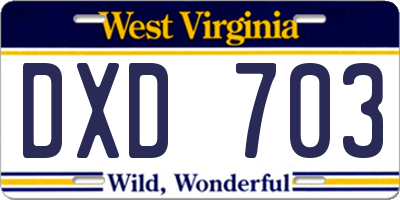 WV license plate DXD703