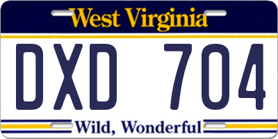 WV license plate DXD704