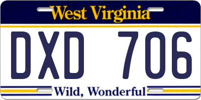 WV license plate DXD706