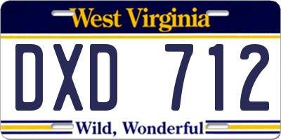 WV license plate DXD712
