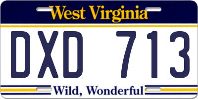 WV license plate DXD713