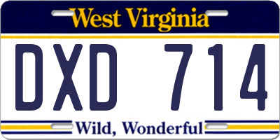 WV license plate DXD714