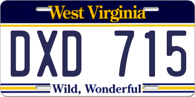 WV license plate DXD715