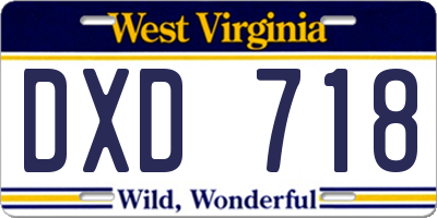 WV license plate DXD718
