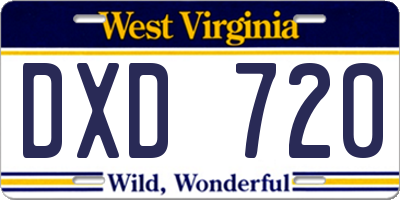 WV license plate DXD720