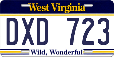 WV license plate DXD723