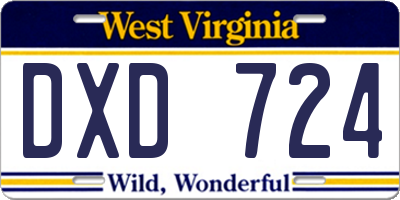 WV license plate DXD724