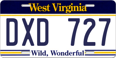 WV license plate DXD727