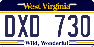WV license plate DXD730