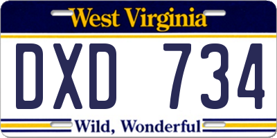 WV license plate DXD734