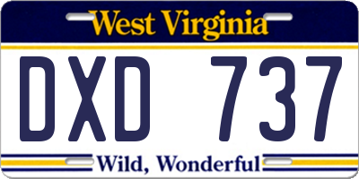 WV license plate DXD737