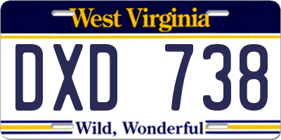 WV license plate DXD738