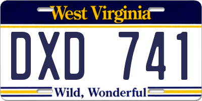 WV license plate DXD741