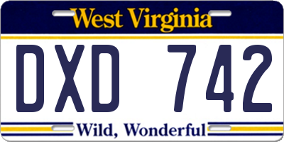 WV license plate DXD742