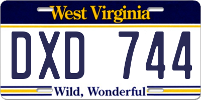 WV license plate DXD744