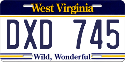 WV license plate DXD745