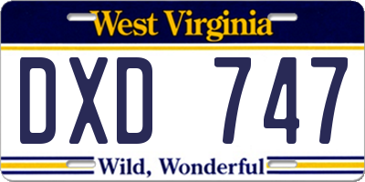 WV license plate DXD747