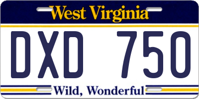 WV license plate DXD750