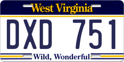 WV license plate DXD751