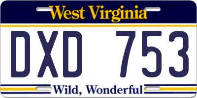 WV license plate DXD753