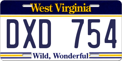 WV license plate DXD754