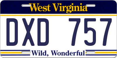 WV license plate DXD757