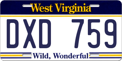 WV license plate DXD759