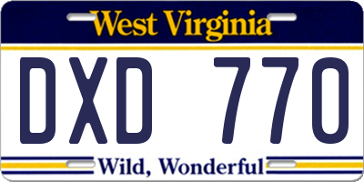 WV license plate DXD770