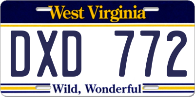 WV license plate DXD772