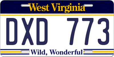 WV license plate DXD773