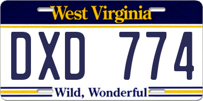 WV license plate DXD774