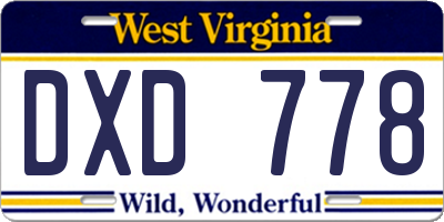 WV license plate DXD778
