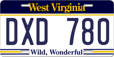 WV license plate DXD780