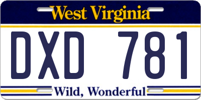 WV license plate DXD781