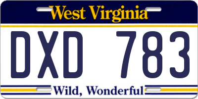 WV license plate DXD783